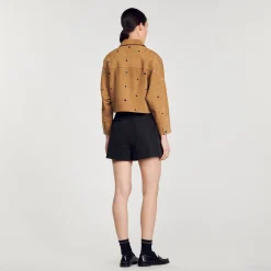 Femme SANDRO Blouson En Daim Orné De Studs