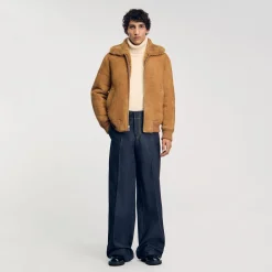 Homme SANDRO Blouson En Peau Retournée