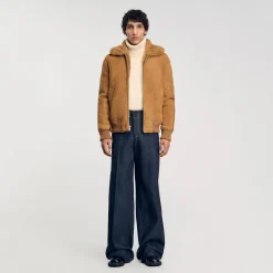 Homme SANDRO Blouson En Peau Retournée