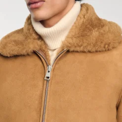 Homme SANDRO Blouson En Peau Retournée