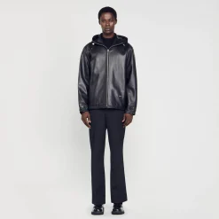 Homme SANDRO Blouson Oversize En Cuir