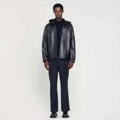Homme SANDRO Blouson Oversize En Cuir