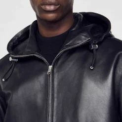 Homme SANDRO Blouson Oversize En Cuir