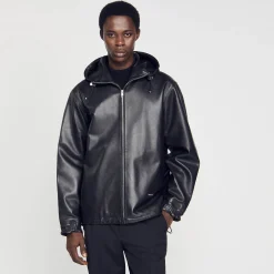 Homme SANDRO Blouson Oversize En Cuir