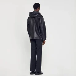 Homme SANDRO Blouson Oversize En Cuir
