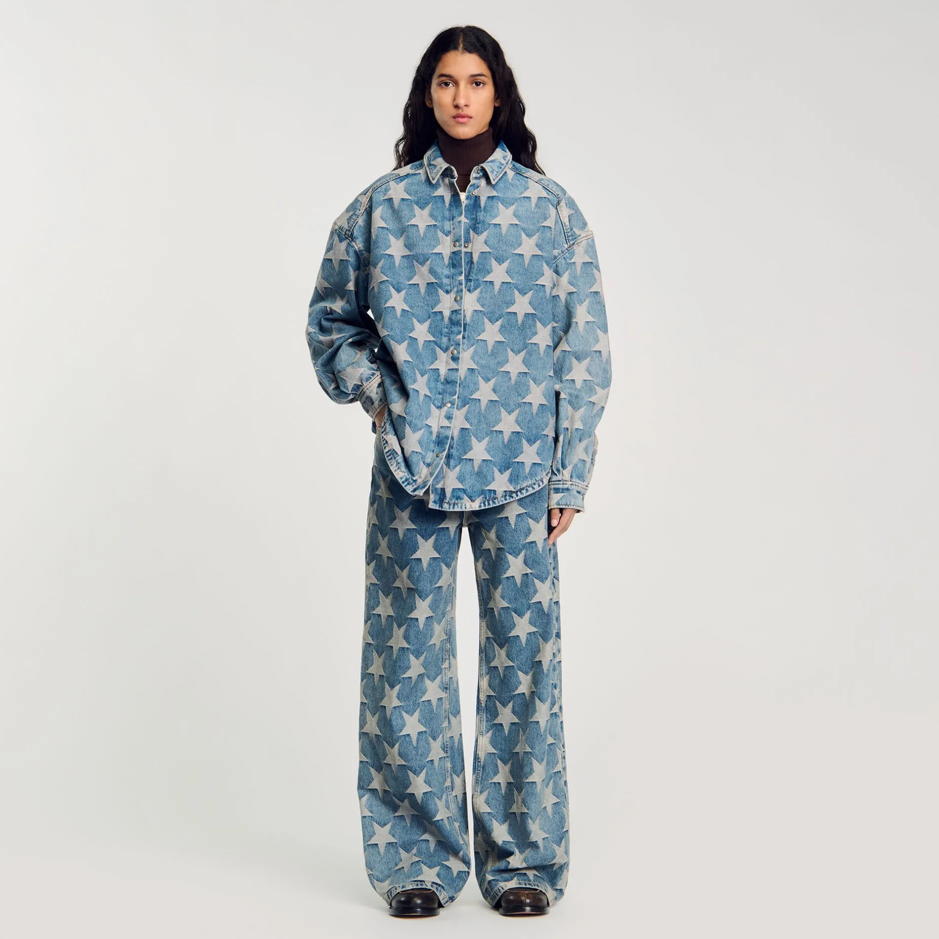 Femme SANDRO Blouson Surchemise En Jean étoiles
