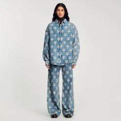 Femme SANDRO Blouson Surchemise En Jean étoiles