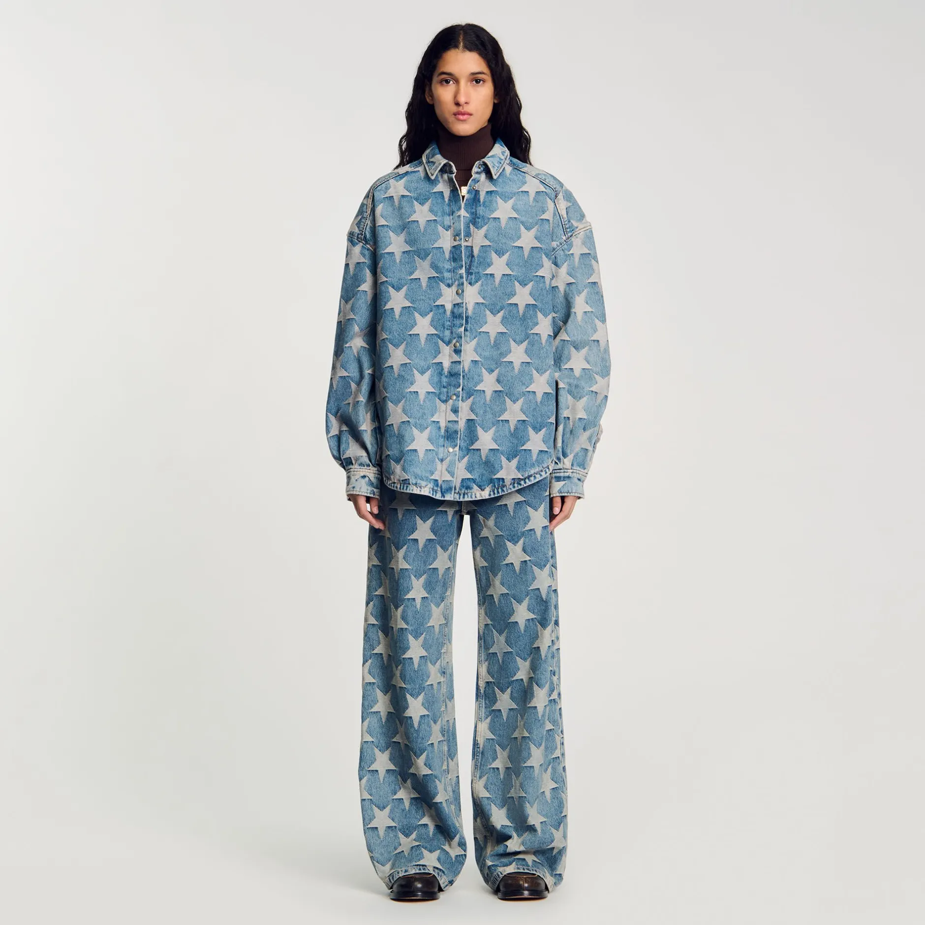 Femme SANDRO Blouson Surchemise En Jean étoiles