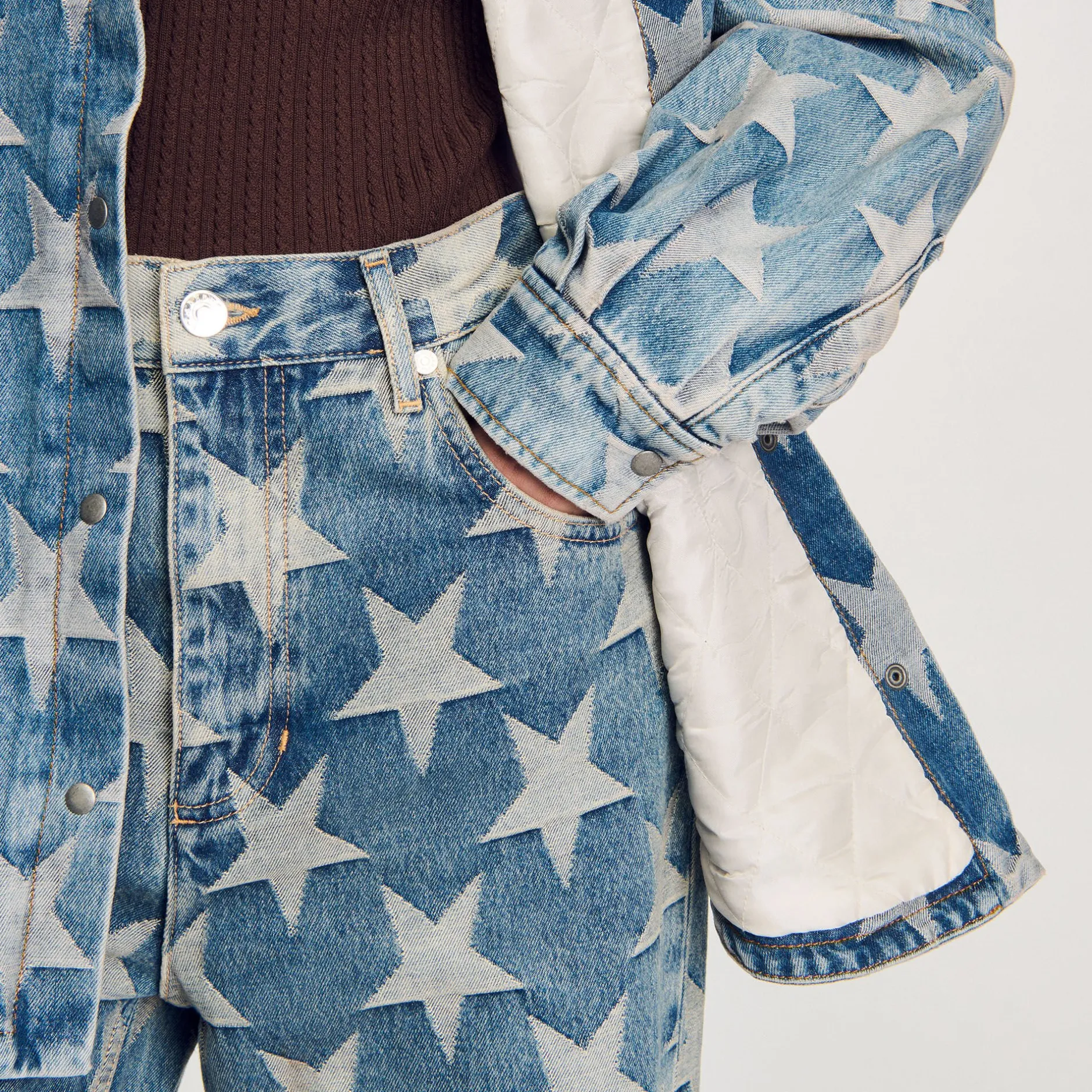 Femme SANDRO Blouson Surchemise En Jean étoiles