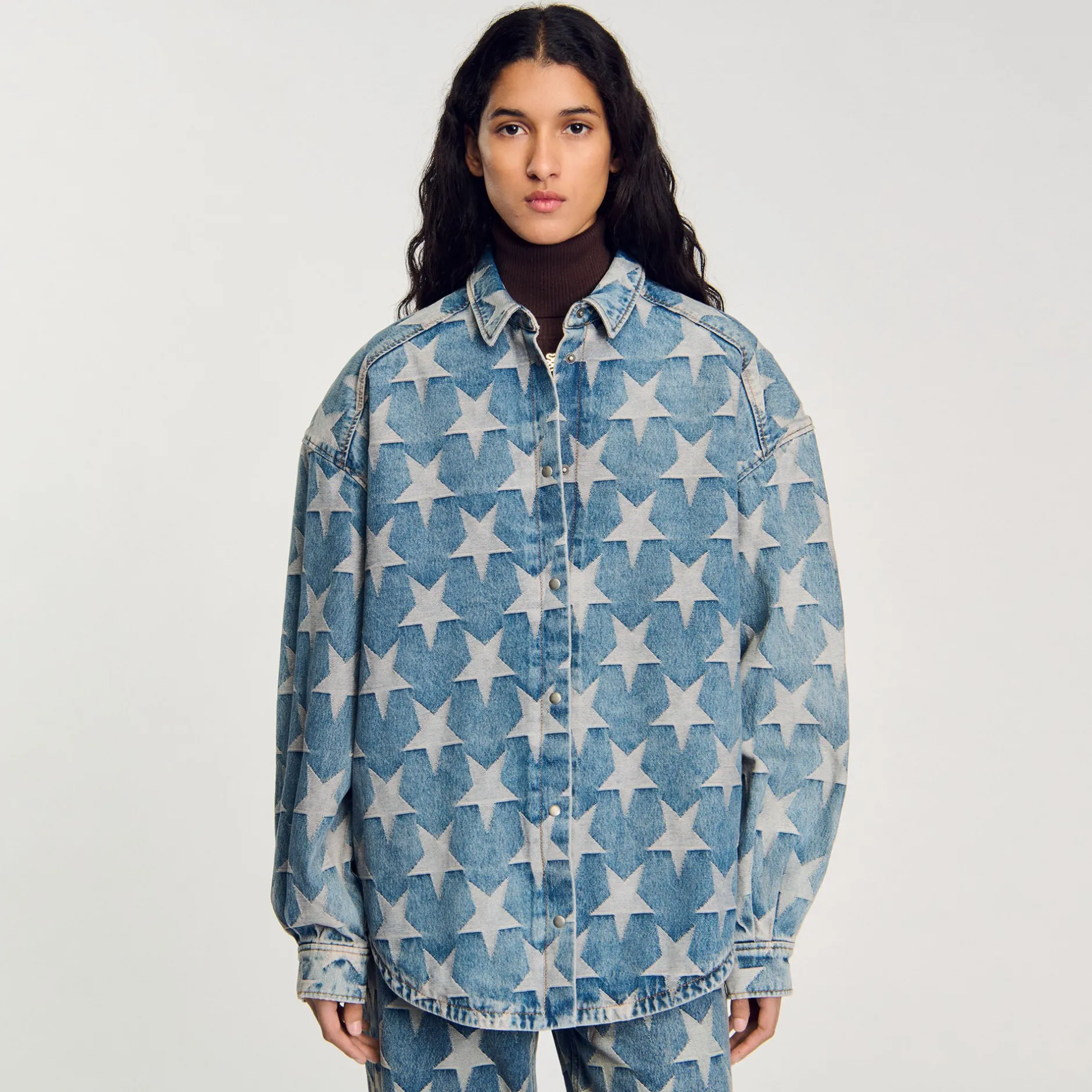 Femme SANDRO Blouson Surchemise En Jean étoiles