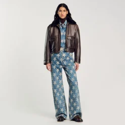 Femme SANDRO Blouson Surchemise En Jean étoiles