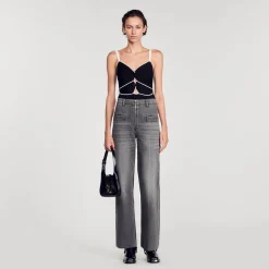 Femme SANDRO Body En Maille Bicolore