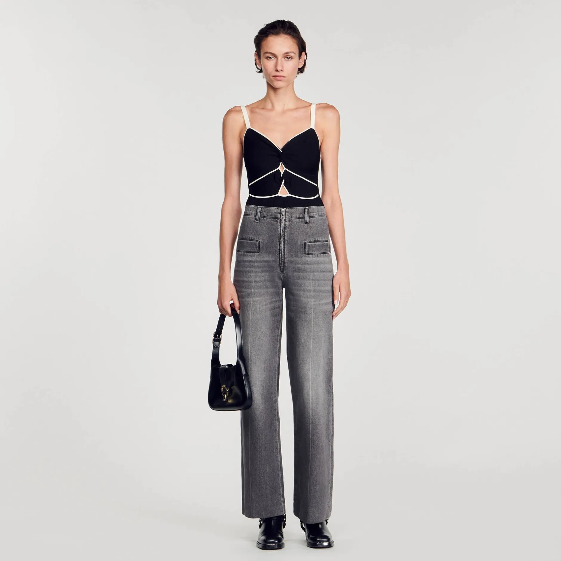 Femme SANDRO Body En Maille Bicolore