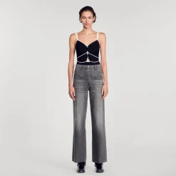 Femme SANDRO Body En Maille Bicolore