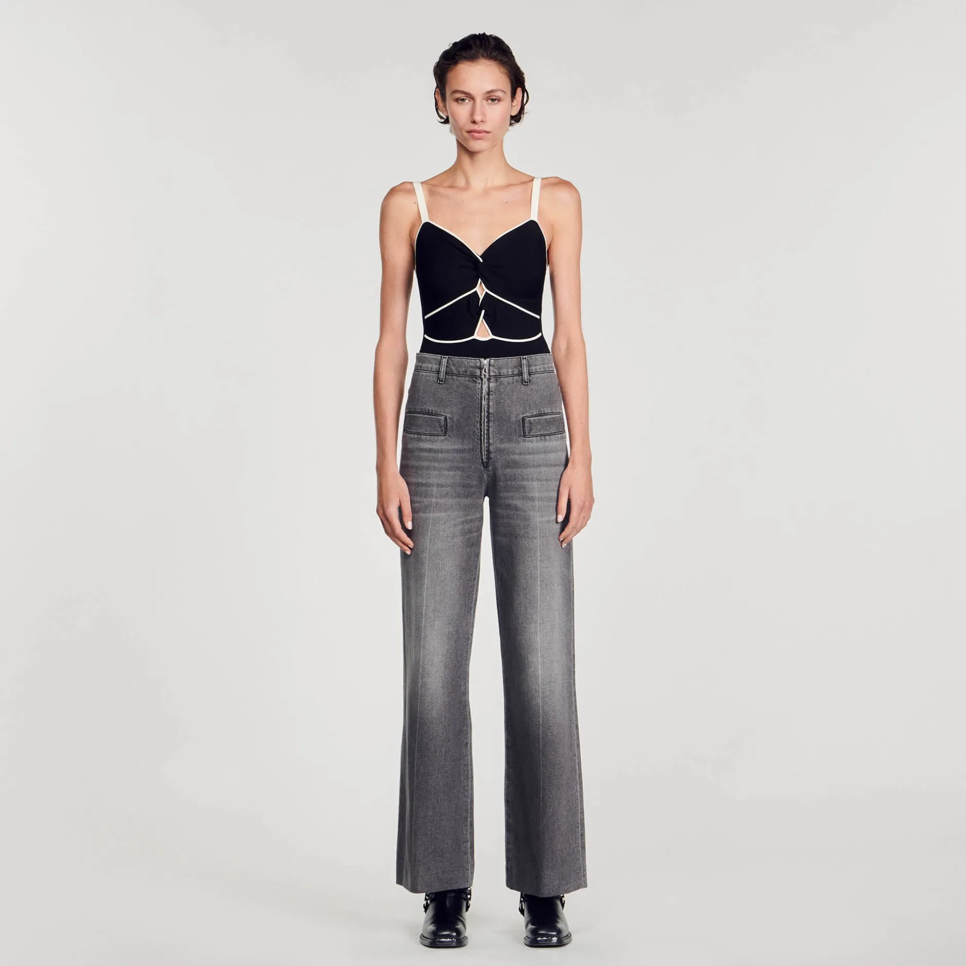 Femme SANDRO Body En Maille Bicolore