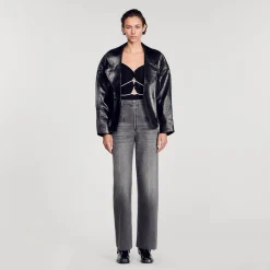 Femme SANDRO Body En Maille Bicolore