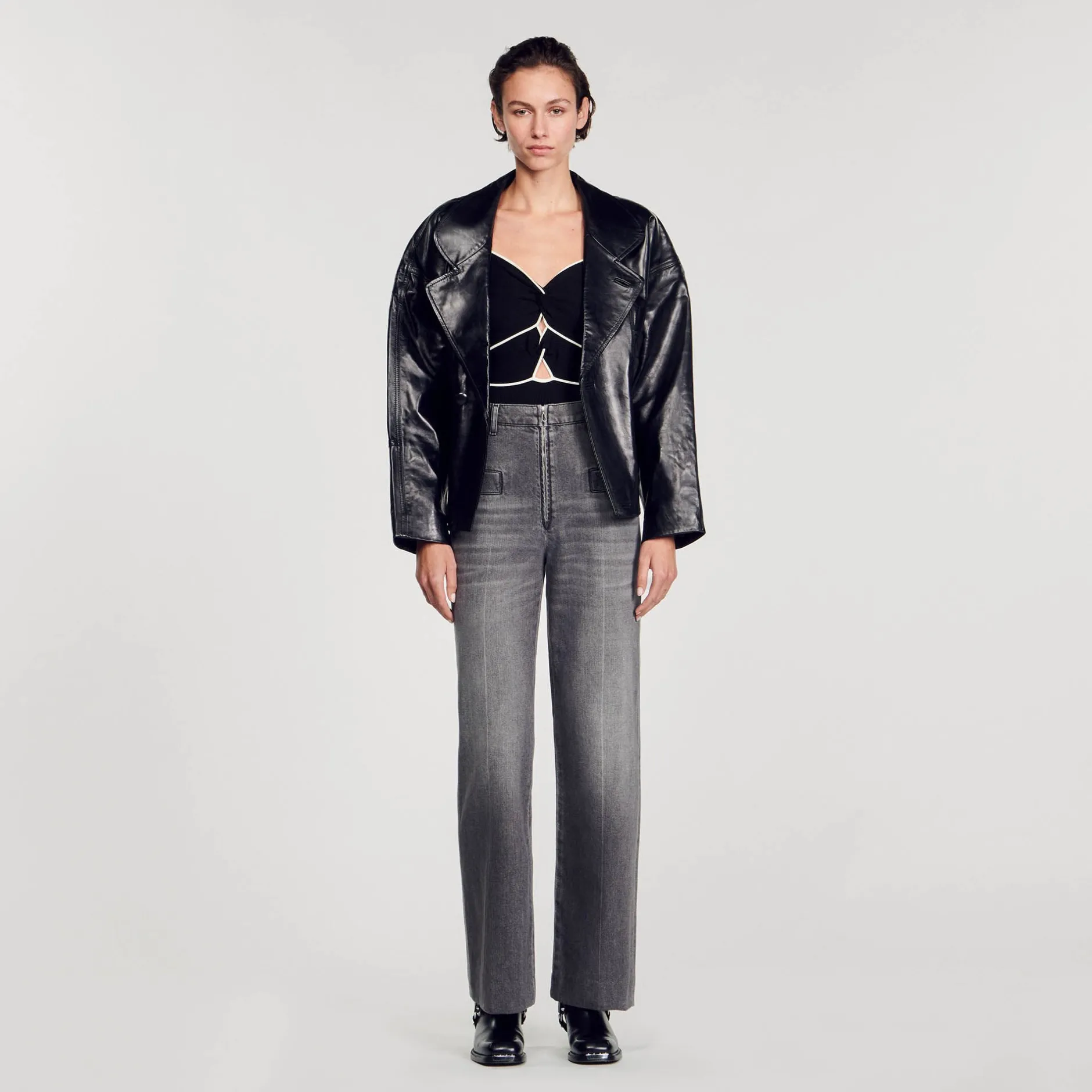 Femme SANDRO Body En Maille Bicolore