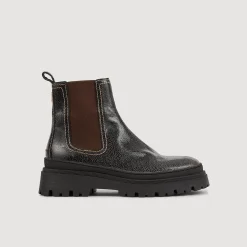 Femme SANDRO Boots Chelsea En Cuir Craquelé