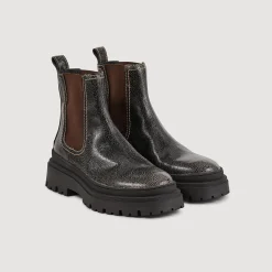 Femme SANDRO Boots Chelsea En Cuir Craquelé