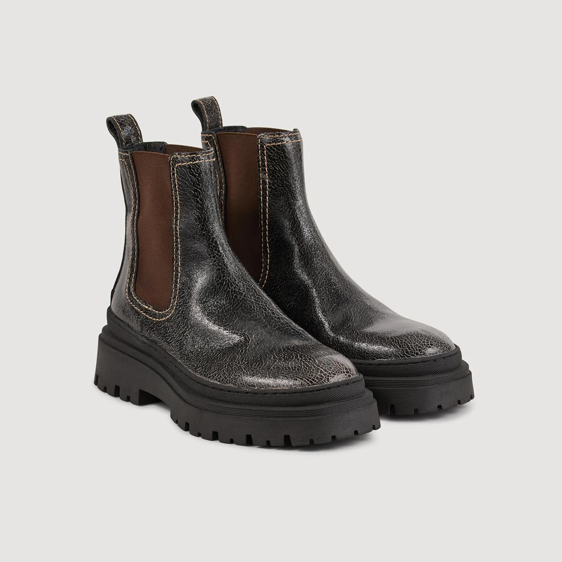 Femme SANDRO Boots Chelsea En Cuir Craquelé
