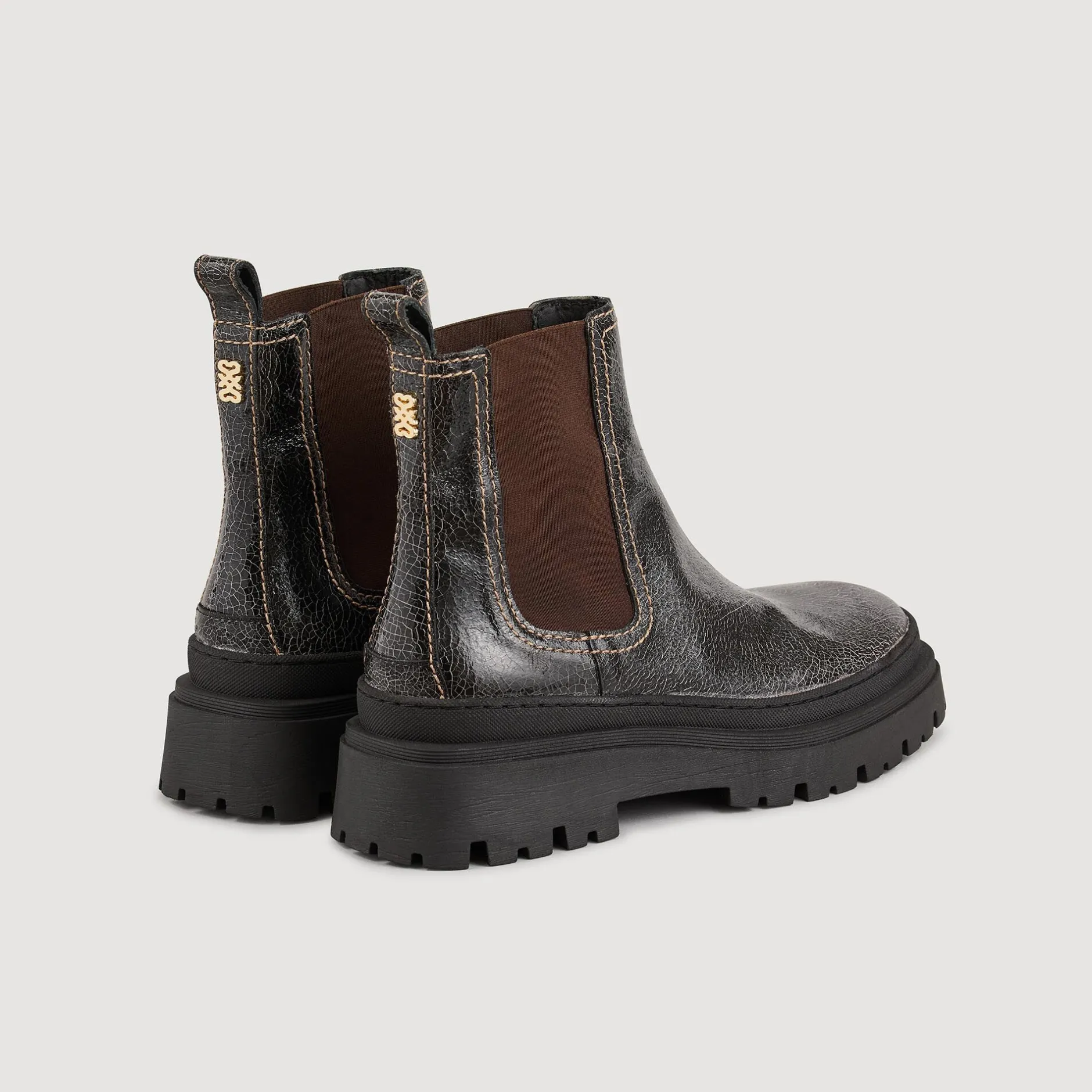 Femme SANDRO Boots Chelsea En Cuir Craquelé