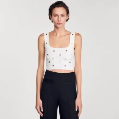 Femme SANDRO Brassière En Maille Ornée De Charms