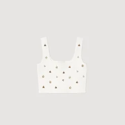 Femme SANDRO Brassière En Maille Ornée De Charms