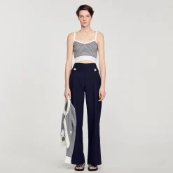 Femme SANDRO Brassière En Maille Rayée