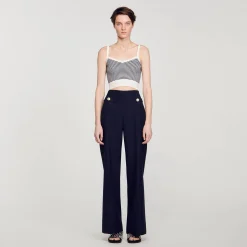Femme SANDRO Brassière En Maille Rayée