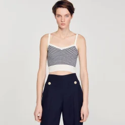 Femme SANDRO Brassière En Maille Rayée