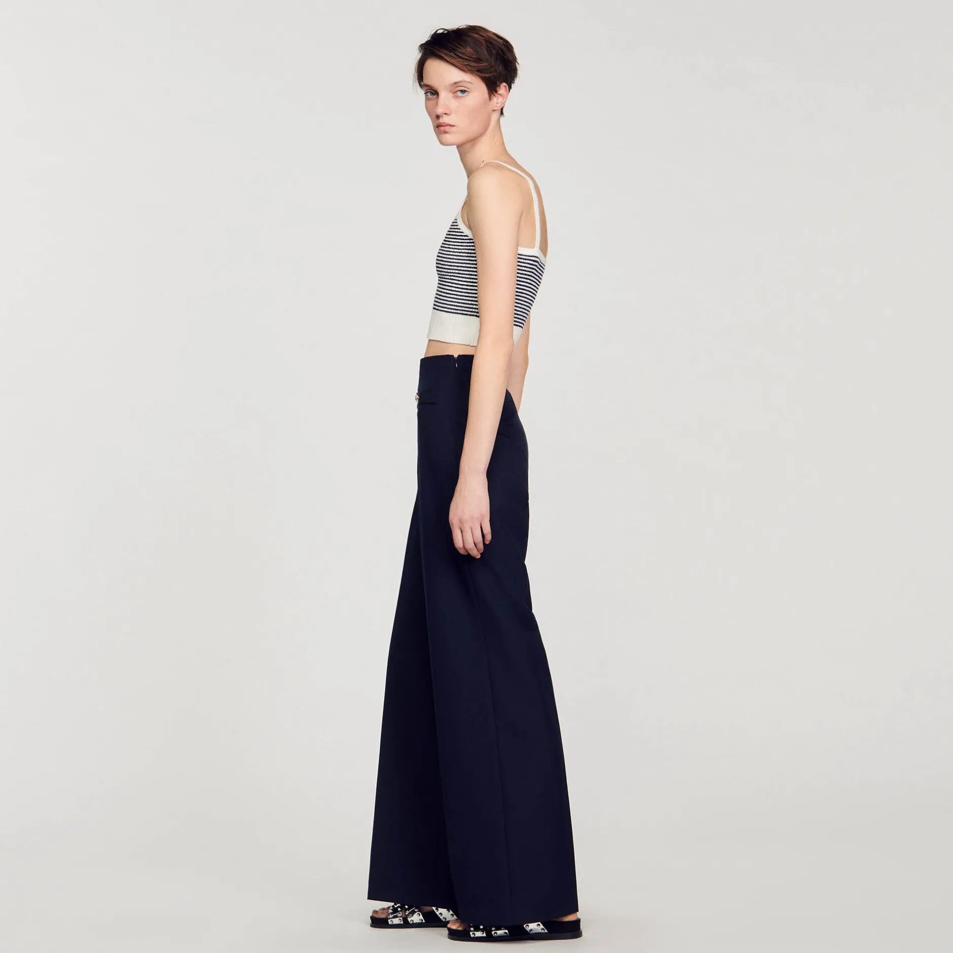 Femme SANDRO Brassière En Maille Rayée