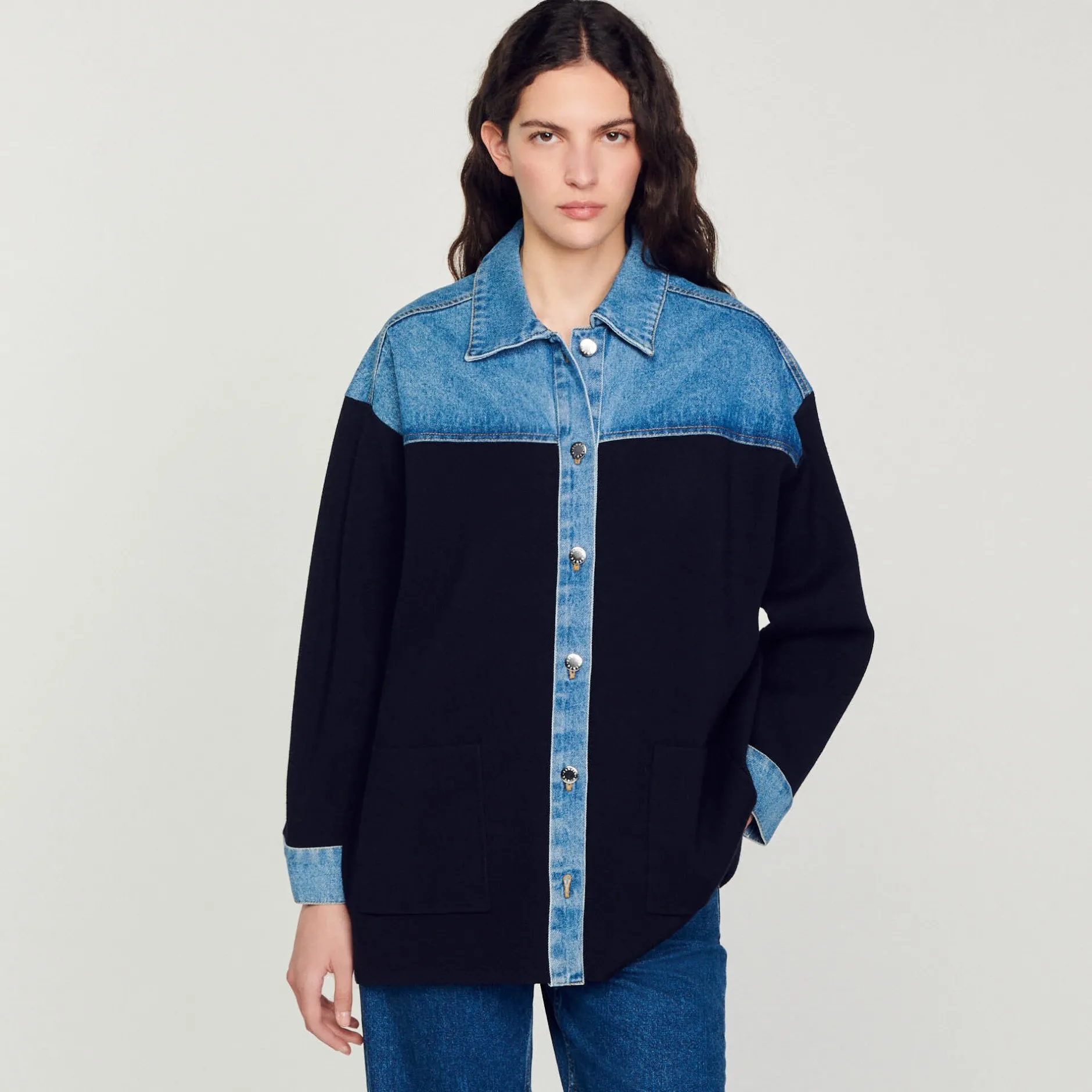 Femme SANDRO Cardicoat Bi-matière Esprit Veste