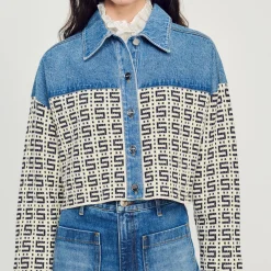 Femme SANDRO Cardicoat Court En Denim