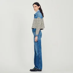 Femme SANDRO Cardicoat Court En Denim