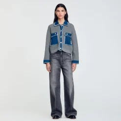 Femme SANDRO Cardicoat En Maille Et Jean