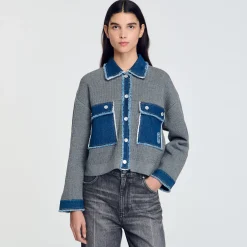 Femme SANDRO Cardicoat En Maille Et Jean