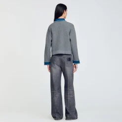 Femme SANDRO Cardicoat En Maille Et Jean