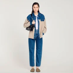 Femme SANDRO Cardicoat En Maille Et Jean