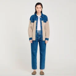 Femme SANDRO Cardicoat En Maille Et Jean
