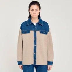 Femme SANDRO Cardicoat En Maille Et Jean