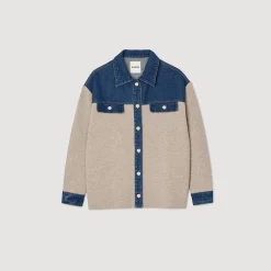 Femme SANDRO Cardicoat En Maille Et Jean