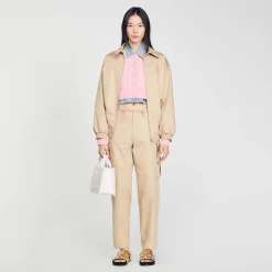 Femme SANDRO Cardicoat En Maille Torsadée