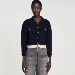 Femme SANDRO Cardigan à Col Chemise