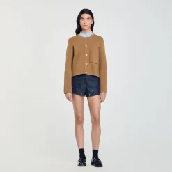 Femme SANDRO Cardigan à Col Volanté Amovible