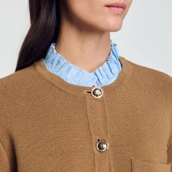 Femme SANDRO Cardigan à Col Volanté Amovible