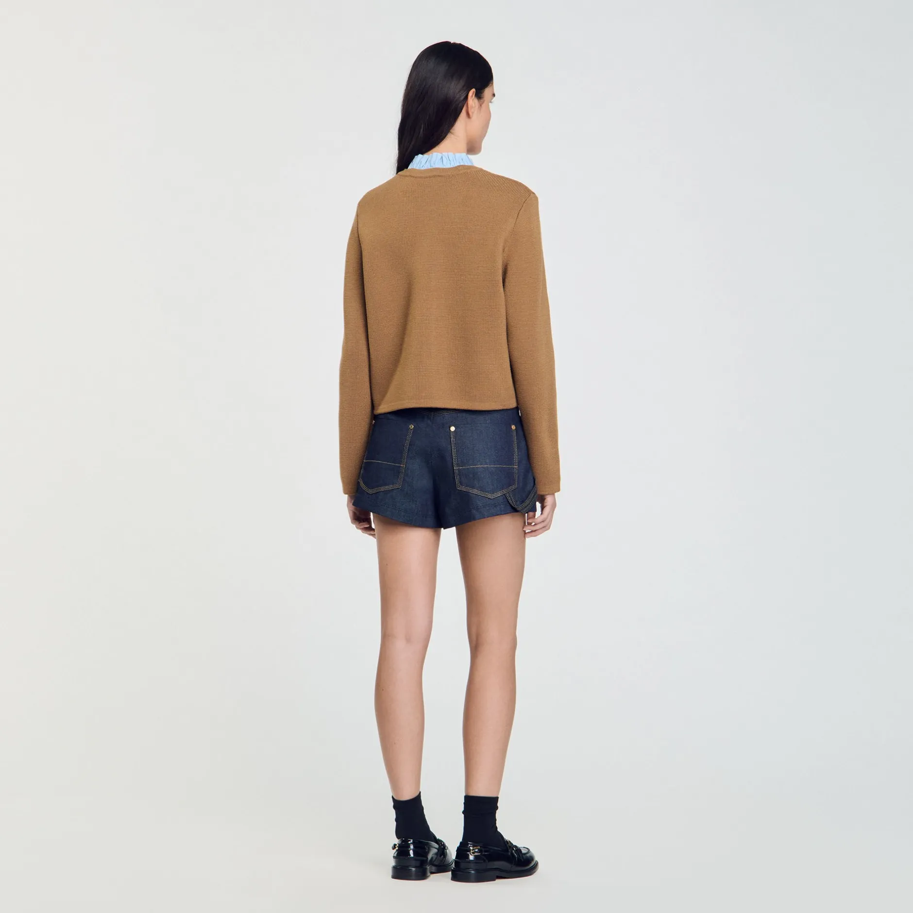 Femme SANDRO Cardigan à Col Volanté Amovible