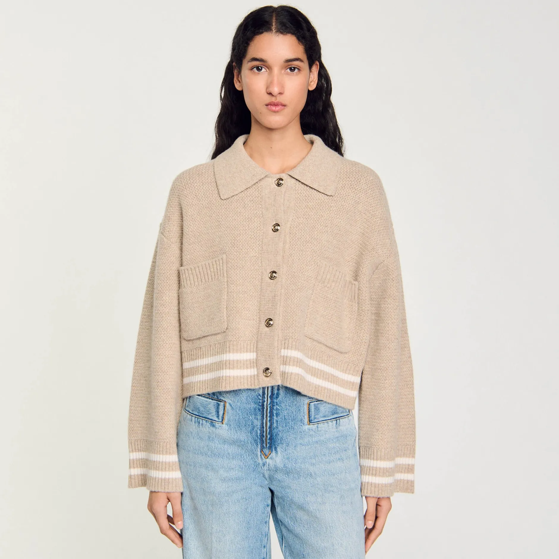Femme SANDRO Cardigan à Point Fantaisie
