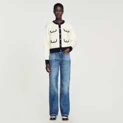 Femme SANDRO Cardigan Bicolore à Boutons