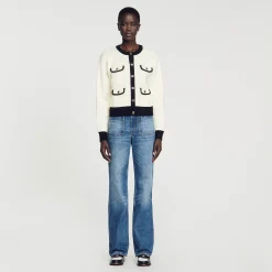 Femme SANDRO Cardigan Bicolore à Boutons