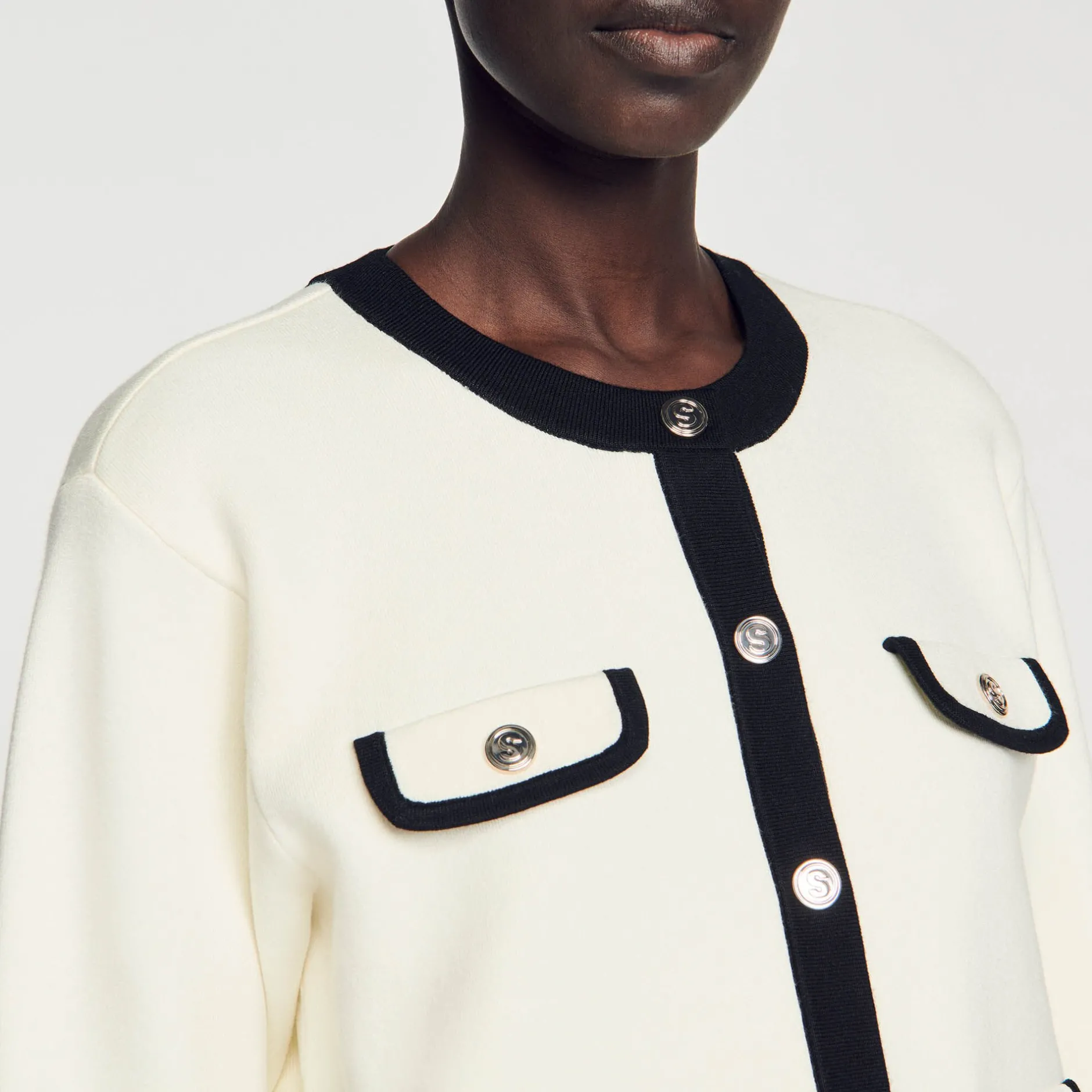 Femme SANDRO Cardigan Bicolore à Boutons